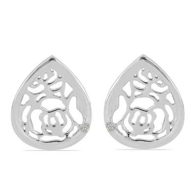 BUY 925 SILVER NATURAL WHITE DIAMOND DOUBLE CUT GEMSTONE EARRINGS